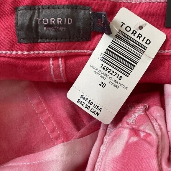 TORRID Plus Size 3.5 Inch Vintage Stretch Mid Rise Shorts 20 Pink TieDye NWT NEW - Picture 4 of 5